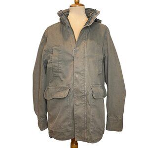 Madewell Olive Green Hooded Utility Chore Jacket With Front Pockets & Drawstring